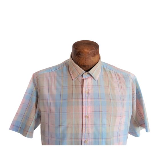 VTG ENRO Men's Plaid Button Front Short Sleeved Shirt Size Large - Picture 3 of 9